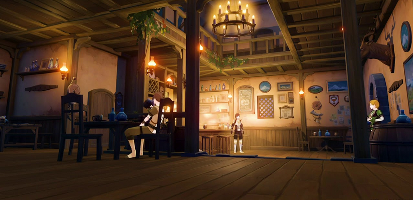 Screenshot of the Angel's Share tavern from Genshin Impact