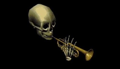 Skull with a trumpet GIF