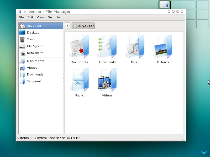 Image of the Linux Elive's file manager