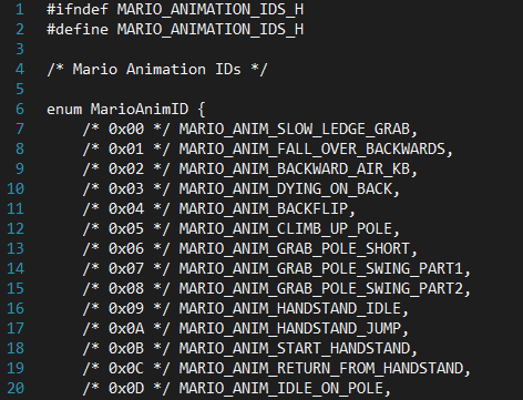 Snippet of reverse-engineered code from Super Mario 64.